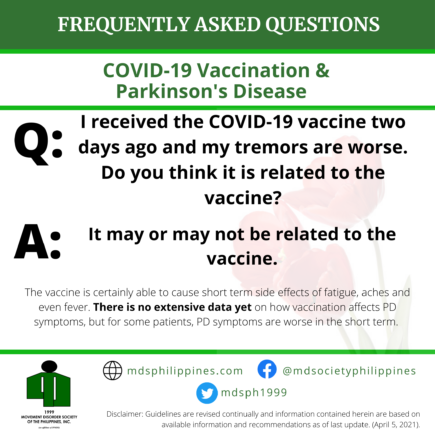 COVID-19 vaccine followed by worse tremors